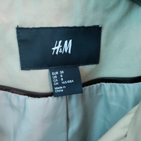 H&M Khaki Trench Coat, Size 8 - Picture 3 of 4